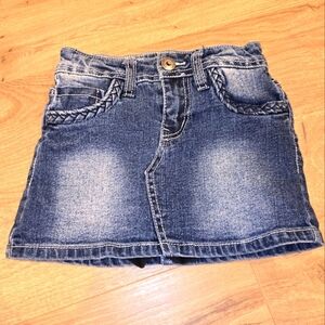 Mudd Girls Stylish Denim Skort Size 4 Adjustable Waist Minizipper Braided Pocket